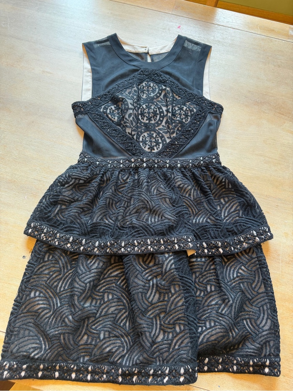 BCBGMaxAzria Black Lace Tiered Cocktail Dress